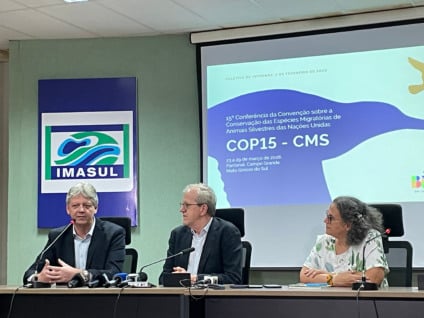 Auditório do Imasul, em Campo Grande, recebeu coletiva que apresentou os detalhes da COP15, conferência internacional da ONU que será realizada na Capital em março - Foto: Arthur Ayres/Portal RCN67 
