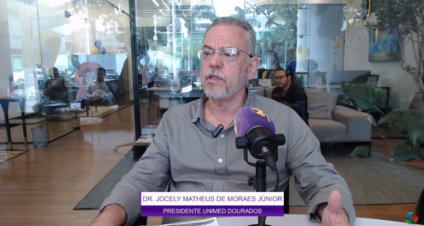 O quadro Vitrine de Negócios desta segunda-feira (9) recebeu o Dr. Jocely Matheus de Moraes Júnior, que é o atual Diretor Presidente da Unimed Dourados. (Foto: Reprodução)