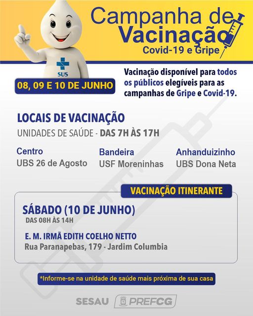 Calendário de vacinação no feriado