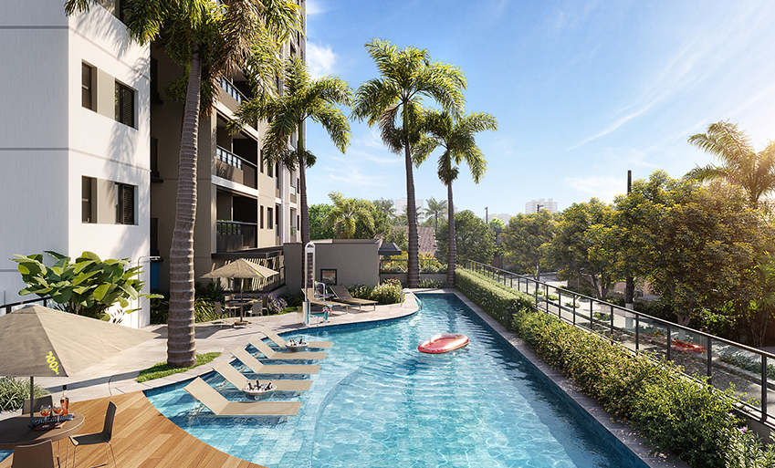 Espaço gourmet com piscina privativa. Foto: Divulgação